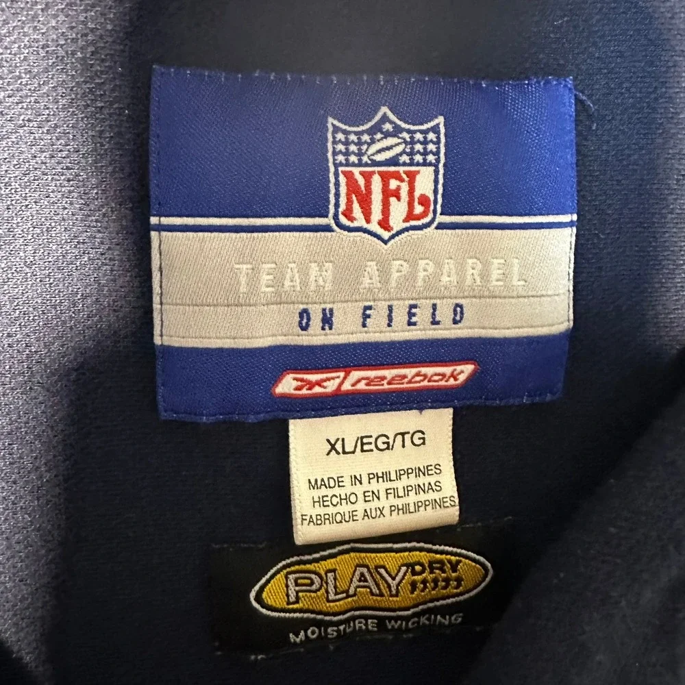 Reebok NFL Miami Dolphins Navy Blue Button Up Shirt Mens XL PlayDry On Field